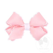 Load image into Gallery viewer, Mini Moonstitch Grosgrain Hair Bow with Contrasting Wrap