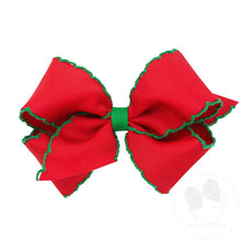 Load image into Gallery viewer, Medium Grosgrain Hair Bow with Contrasting Moonstitch Edges and Wrap