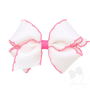 Mini Moonstitch Grosgrain Hair Bow with Contrasting Wrap