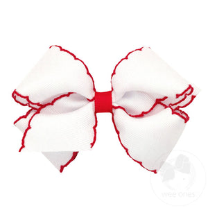 Mini Moonstitch Grosgrain Hair Bow with Contrasting Wrap