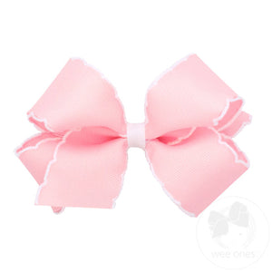 Medium Grosgrain Hair Bow with Contrasting Moonstitch Edges and Wrap