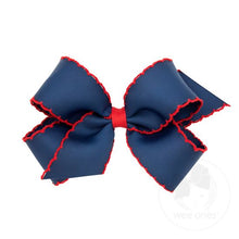 Load image into Gallery viewer, Medium Grosgrain Hair Bow with Contrasting Moonstitch Edges and Wrap
