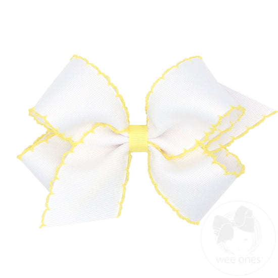 Medium Grosgrain Hair Bow with Contrasting Moonstitch Edges and Wrap