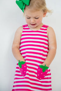 Stripe Knit Dress W/Strawberry Pockets