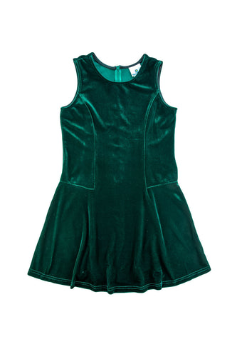 Stretch Velvet Dress Dark Green