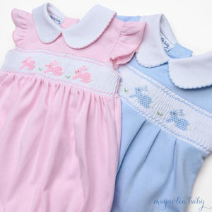 Pastel Bunny Classics Smocked Collared  Boy Bubble