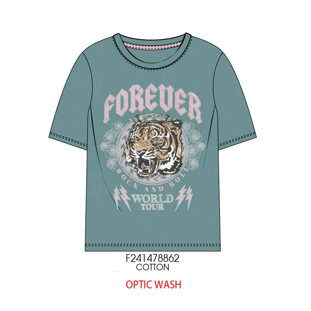 Forever World Tour Tiger Graphic T-shirt - TWEEN GIRLS