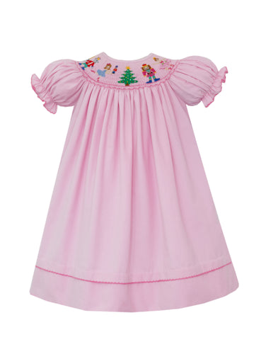 Pink Nutcrackers Corduroy Bishop Short Sleeve Dress