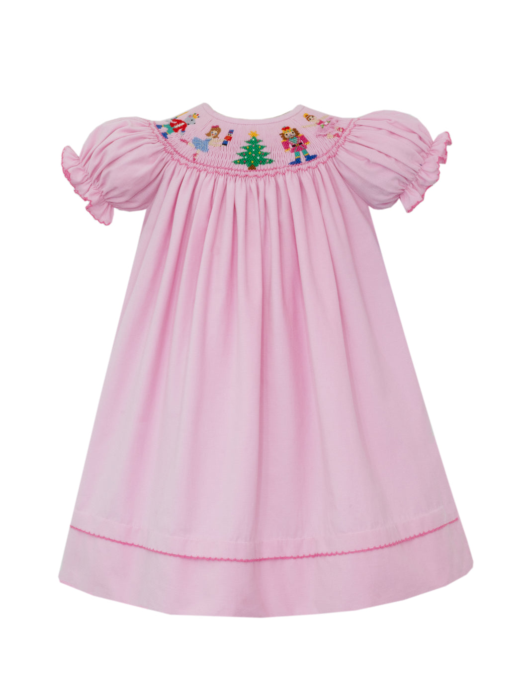 Pink Nutcrackers Corduroy Bishop Short Sleeve Dress