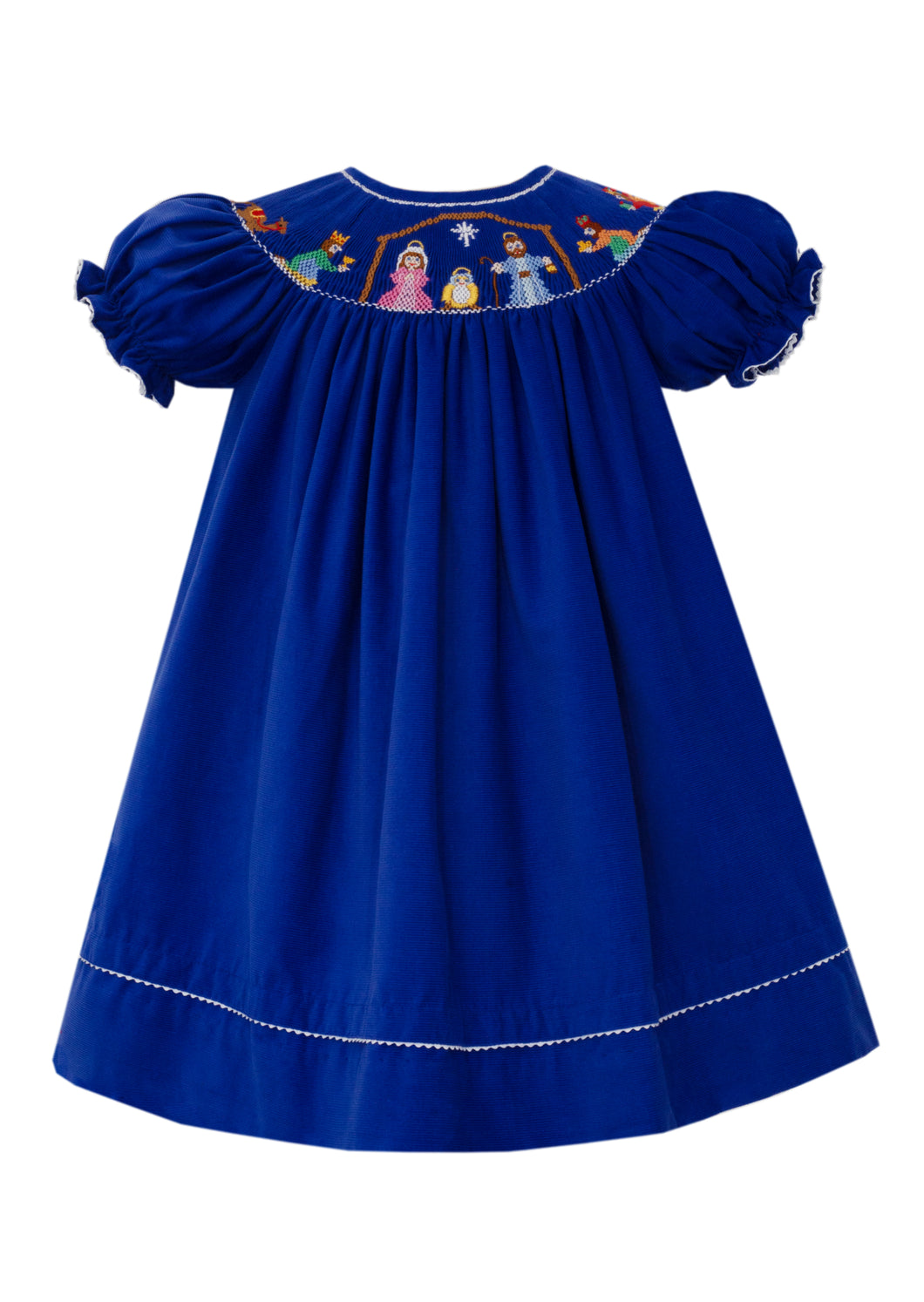 Royal Blue Bishop Corduroy Nativity Girl's Dress