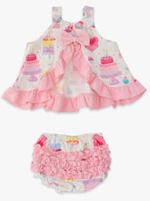 Load image into Gallery viewer, Baby Girls Birthday Cake Party Knit Swing Top &amp; Bloomer Set