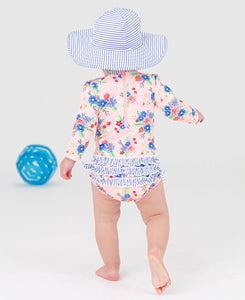 Kids Periwinkle Blue Seersucker Swim Hat