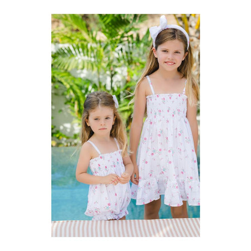 White/Hot Pink Flower Bouquet Dress