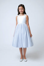 Load image into Gallery viewer, Two-tone double bow satin with tulle: Off white/silver