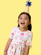 Load image into Gallery viewer, Girls Birthday Cake Party Short Sleeve Knit Twirl Dress
