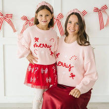 Load image into Gallery viewer, Coquette Merry Christmas Knit Women&#39;s Sweater - Mommy and Me