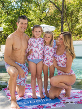 Load image into Gallery viewer, Girls Pink Lobster Lagoon Long Sleeve Rash Guard 2-Piece Swimsuit with Signature Rear Ruffles