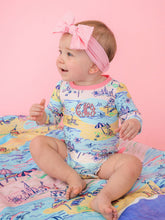 Load image into Gallery viewer, Baby Girls Beach Day Long Sleeve One Piece Rash Guard Swimsuit with Signature Rear Ruffles