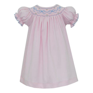 Pink Bows Short Sleeve Knit Bishop Dress