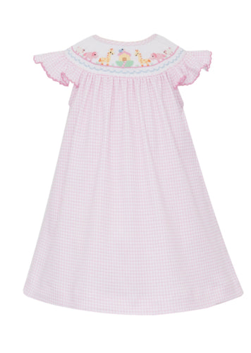 Pink Gingham Noah's Ark Bishop Dress