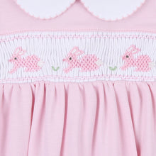 Load image into Gallery viewer, Pastel Bunny Classics Smocked Collared Girl Footie