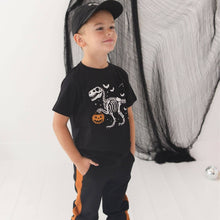 Load image into Gallery viewer, Dinosaur Skeleton Halloween Short Sleeve T-Shirt - Boys