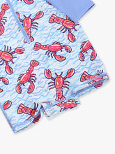 Load image into Gallery viewer, Baby Boys Blue Lobster Lagoon Long Sleeve One Piece Rash Guard Swimsuit