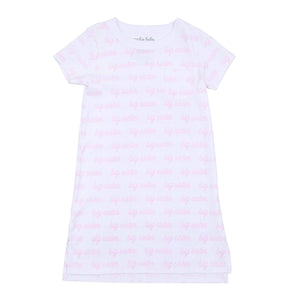 Big Sister Print Girl's Short Sleeve Nightdress