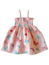 Load image into Gallery viewer, Whimsical Butterflies / Muslin Smocked Tube Dress