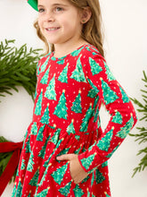 Load image into Gallery viewer, Girls O Christmas Tree Knit Long Sleeve Twirl Dress