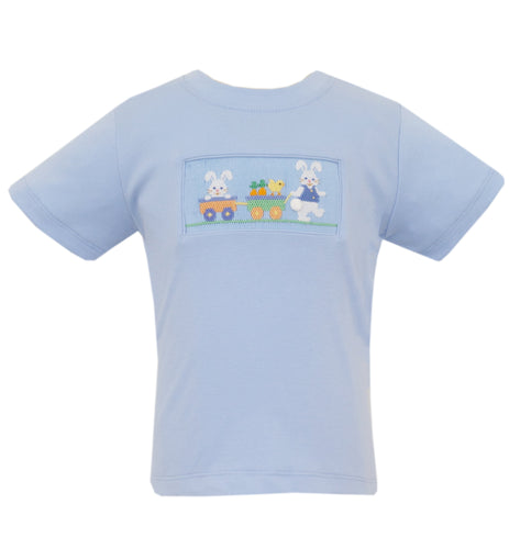 Bunnies With Wagon Bishop- Boy's T-Shirt Light Blue