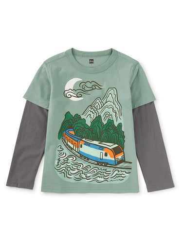 Korean Train Layered Tee in Sea Green