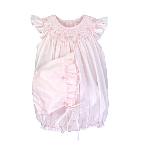 Bishop Smocked Rosebud Bubble & Hat