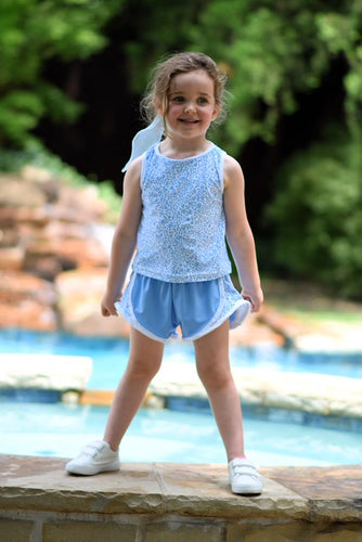 Blue Floral Tank Top