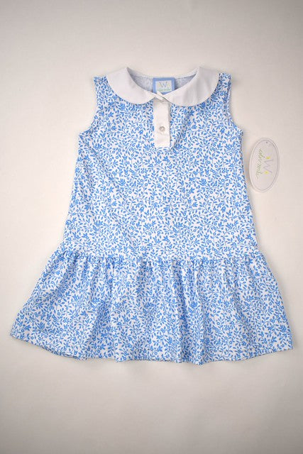 Blue Floral Polo Dress