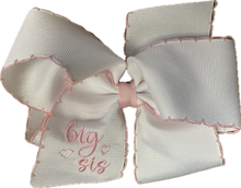 Load image into Gallery viewer, Grosgrain Hair Bow with &quot;BIG SIS&quot; Embroidery