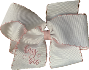 Grosgrain Hair Bow with "BIG SIS" Embroidery