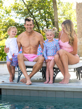 Load image into Gallery viewer, Girls Tropical Trellis Flutter Long Sleeve Rash Guard Skirted 2-Piece Swimsuit