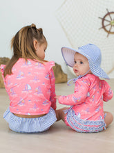 Load image into Gallery viewer, Baby Girls Pink Seas the Day Long Sleeve One Piece Rash Guard