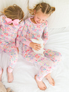 Girls Bunny and Friends Bamboo Viscose Ruffle Long Sleeve Pajama Set