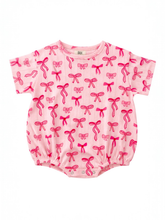 Load image into Gallery viewer, Pink Bows / Organic Pointelle T-Shirt Bubble
