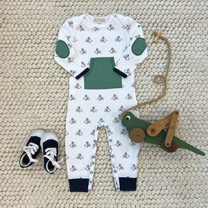 Rowdy Rugby Romper Pony Portrait with Gallatin Green & Nantucket Navy
