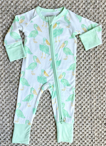 Mint Pelican Zipper Onesie