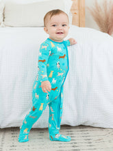 Load image into Gallery viewer, Baby Boys Bamboo Viscose Puppy Playtime Footed Pajamas
