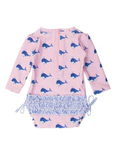 Load image into Gallery viewer, Baby Girls Pink Whale Friends Long Sleeve One Piece Rash Guard