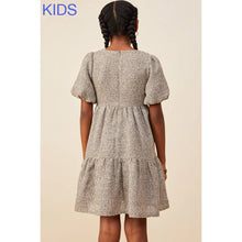 Load image into Gallery viewer, Girls Square Neck Textured Knit Sleeve Dress