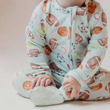 Load image into Gallery viewer, Zip-Up Footie Pajama - Sports Medley