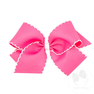 Medium Grosgrain Hair Bow with Contrasting Moonstitch Edges and Wrap