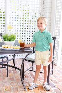 Prim and Proper Polo Short Sleeve Kiawah Kelly Green Stripe/Bellport Yellow