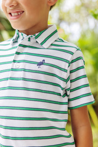 Prim & Proper Polo Worth Avenue White, Nantucket Navy, And Kiawah Kelly Green Stripe